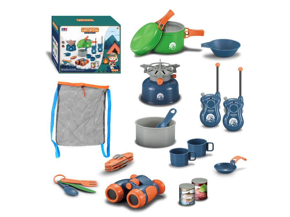 Power Joy - Camping Cook W/Wtalkie Set 20 Pieces Battery Opertaed