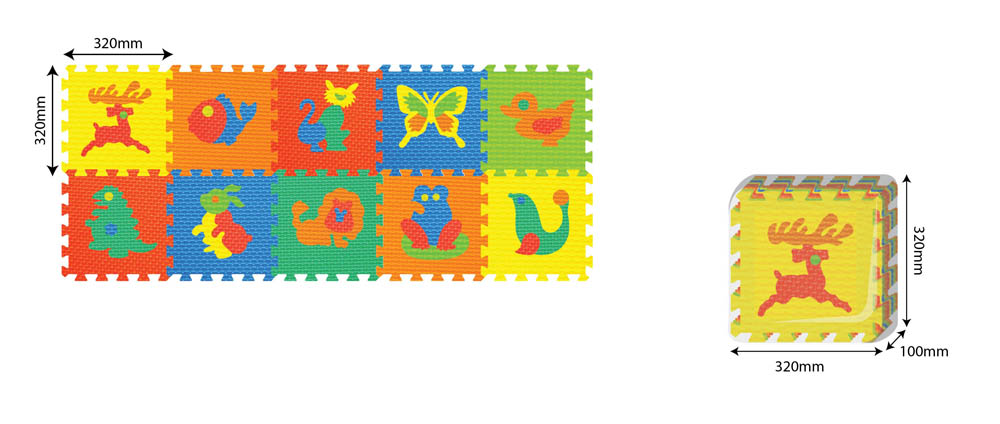 Power Joy - Puzzle Mat Animal 30X30Cm 10 Pieces