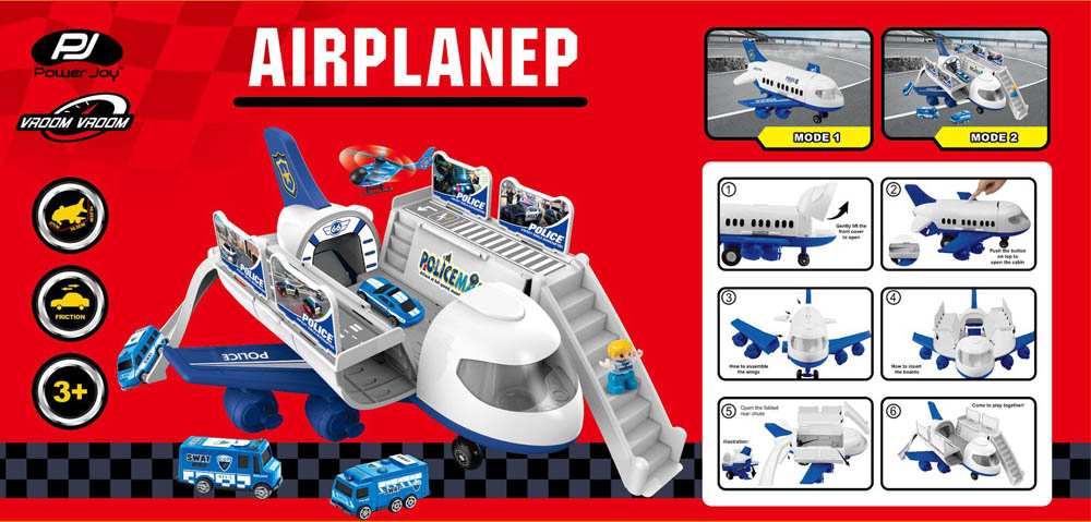 Power Joy - V.Vroom Airplane With 5 Car+1 Police