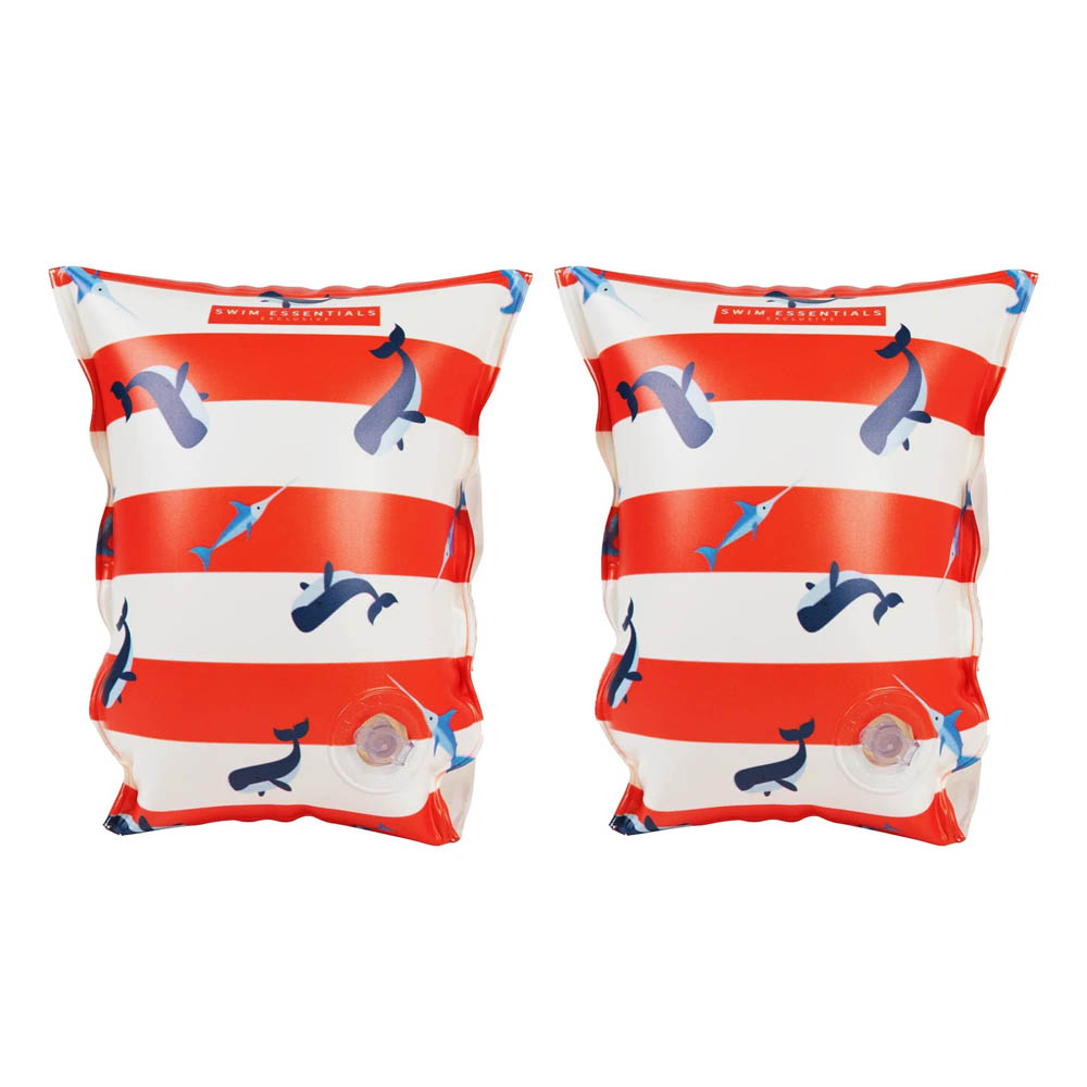 Swim Essentials - Red- White Whale - Inflatable Swimming Armbands 2- 6 Years