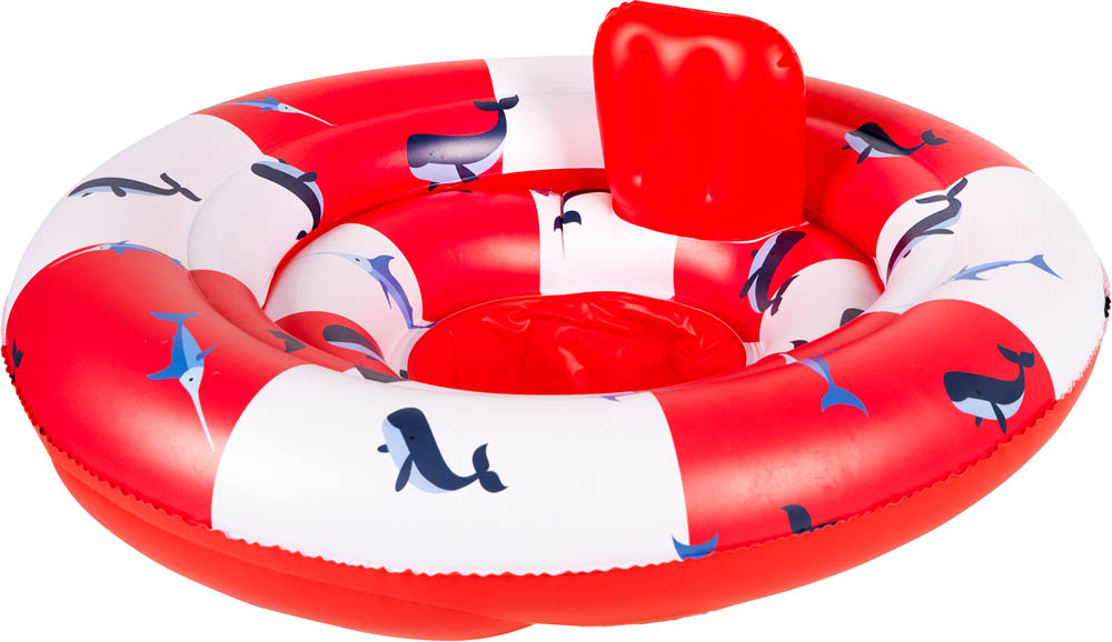 Swim Essentials - Red White Whale Life Buoy Printed Baby Swimseat 0- 1 Year