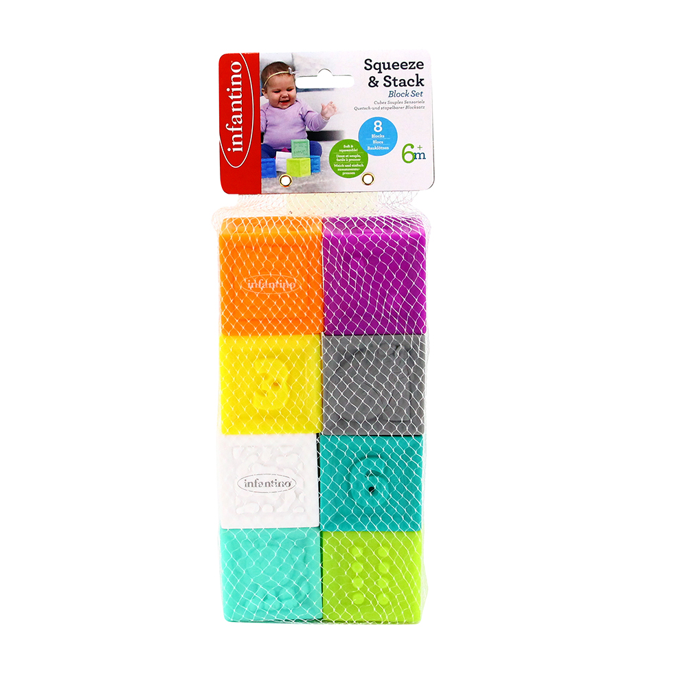 Infantino - Squeeze & Stack Block Set - 8 pcs - 6 Months and Above