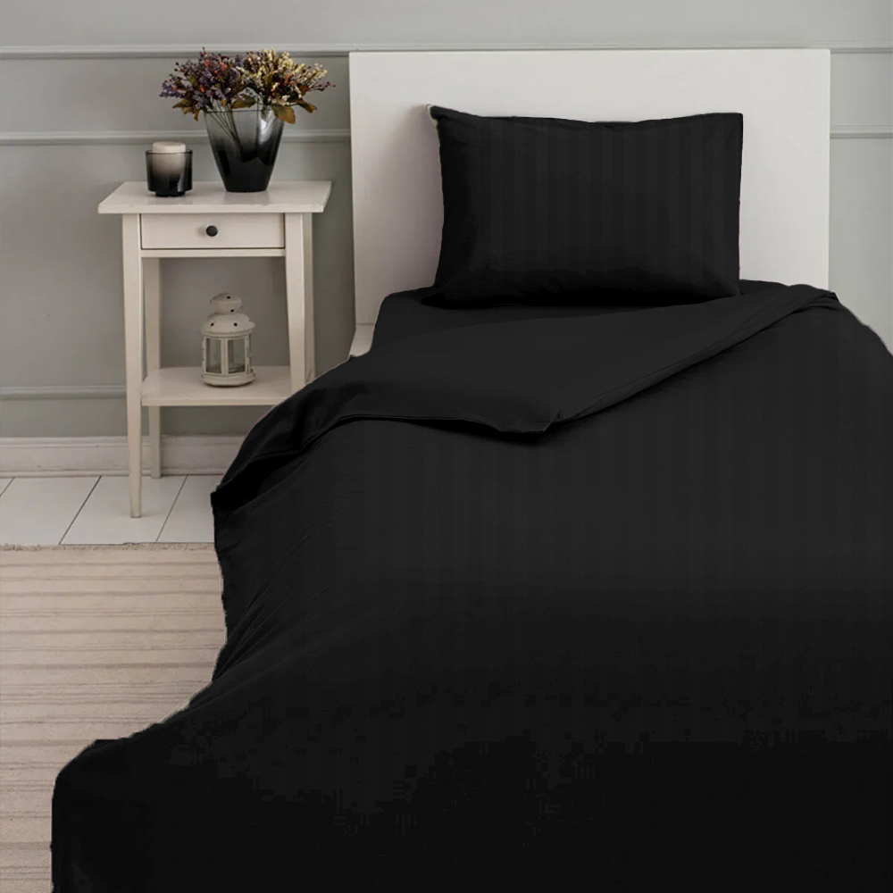 BYFT - Tulip Charcoal - Single Flat Sheet Duvet Cover and Pillow case - Percale weave - Set of 4 pcs