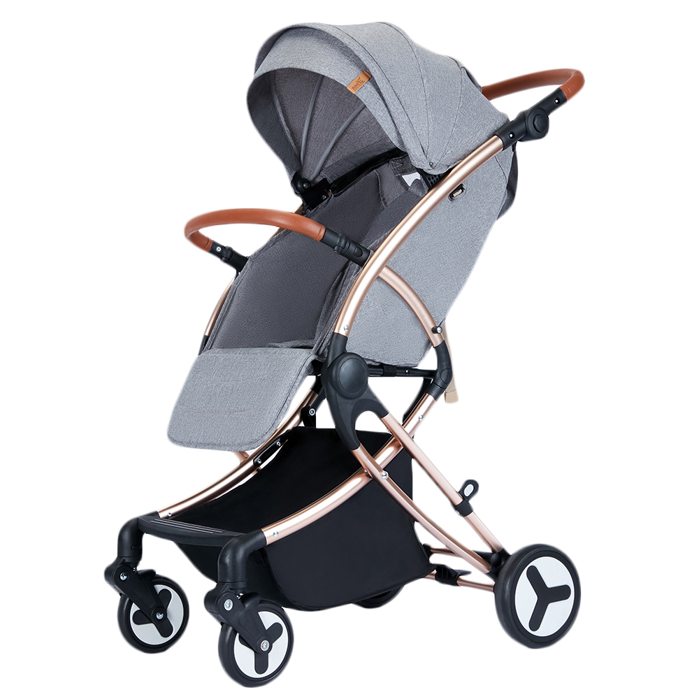 Teknum - A1 Feather Lite Stroller- Grey and Sunveno Diaper Bag - Grey and Hooks