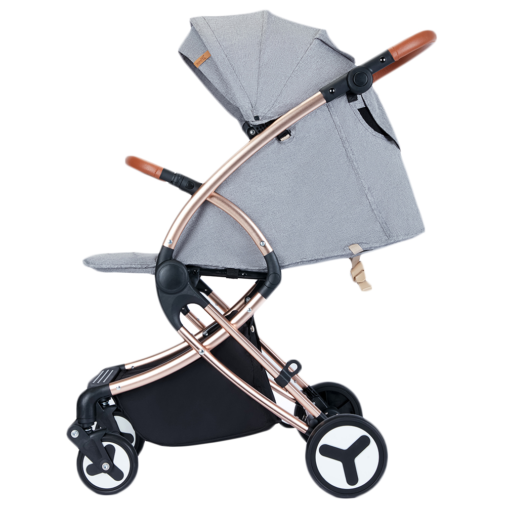 Teknum - A1 Feather Lite Stroller- Grey and Sunveno Diaper Bag - Grey and Hooks