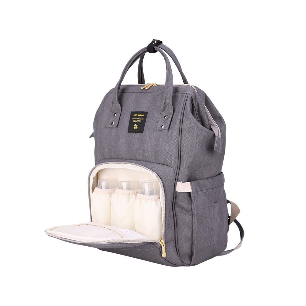 Teknum - A1 Feather Lite Stroller- Grey and Sunveno Diaper Bag - Grey and Hooks