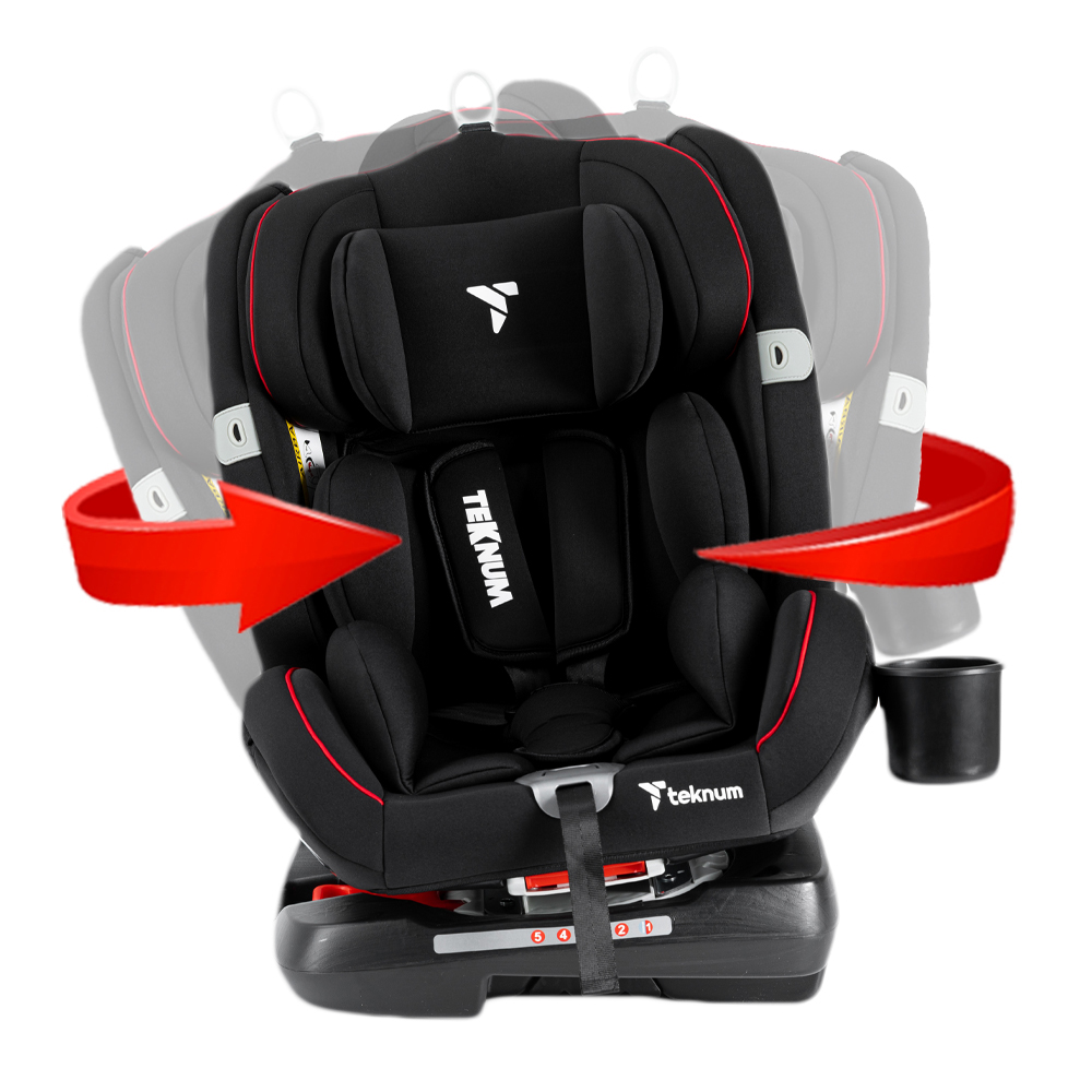 Teknum - Evolve 360 Car Seat 0-12yrs with Sunveno Fashion Diaper Bag -Black
