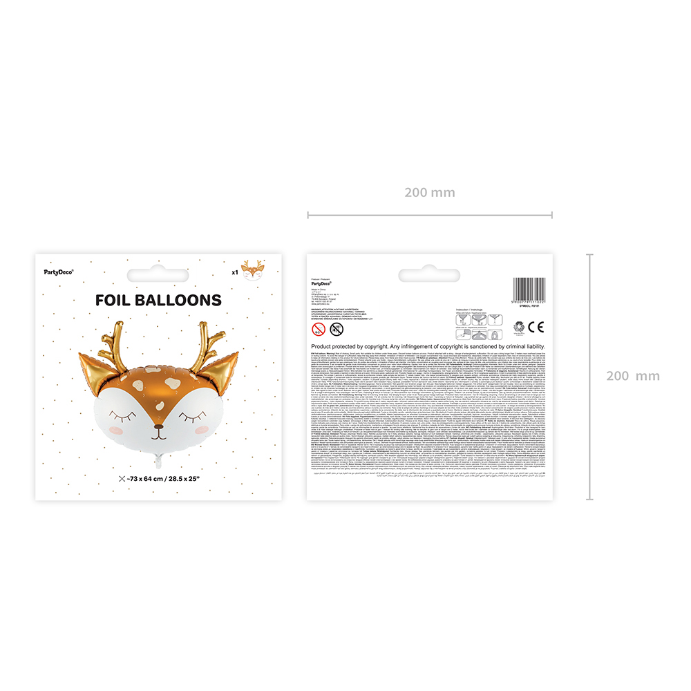 Party Deco - Foil Balloon Deer - 73x64cm - mix
