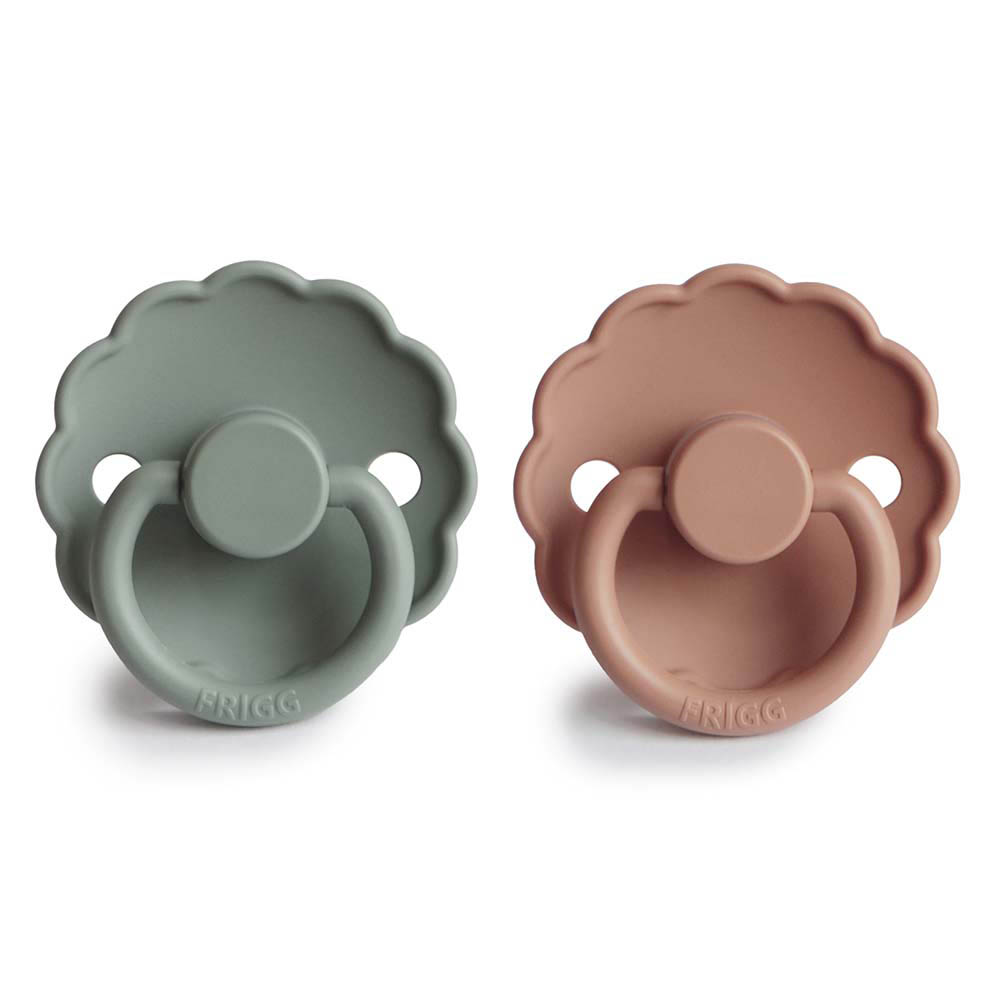 Frigg - Daisy Silicone Baby Pacifier 6-18M 2-Pack Lily Pad/Rose Gold - Size 2