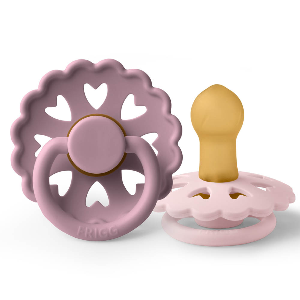 Frigg - Fairytale Latex Baby Pacifier 0-6M 2-Pack Twilight Mauve/White Lilac - Size 1