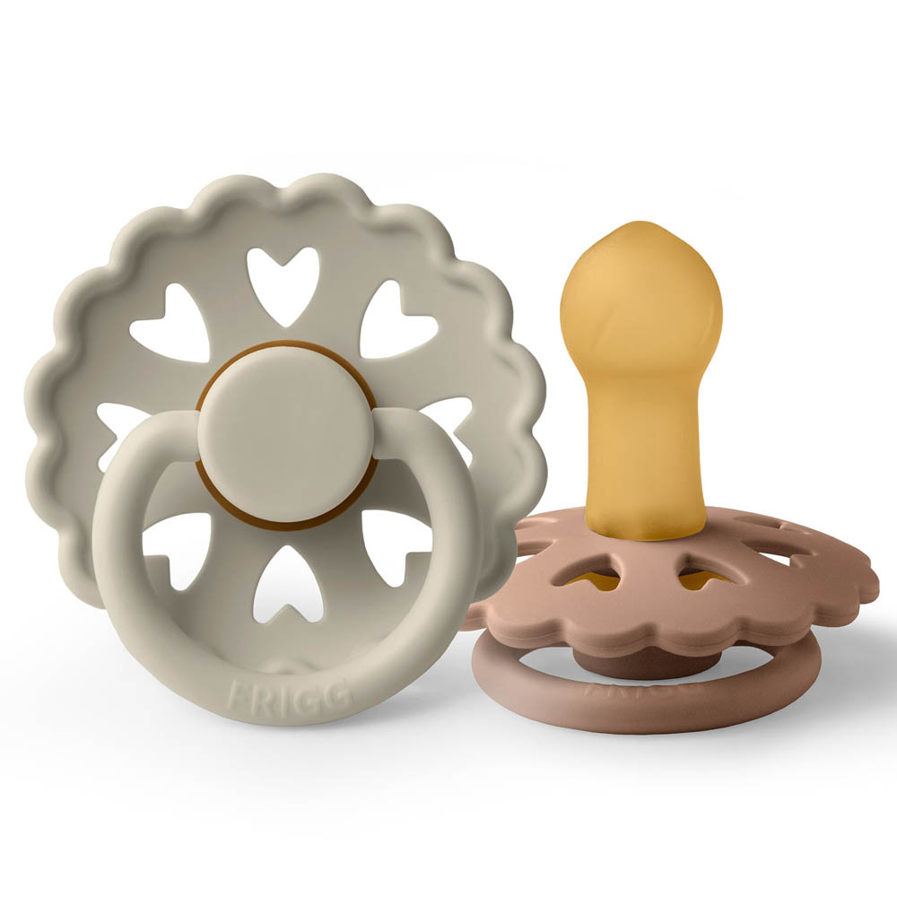 Frigg - Fairytale Latex Baby Pacifier 6-18M 2-Pack Silky Satin/ Willow Grey - Size 2