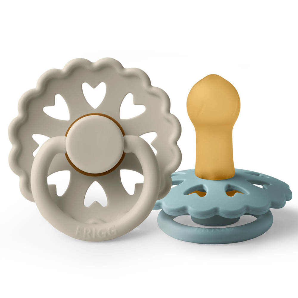 Frigg - Fairytale Latex Baby Pacifier 6-18M 2-Pack Stone Blue/Willow Grey -Size 2