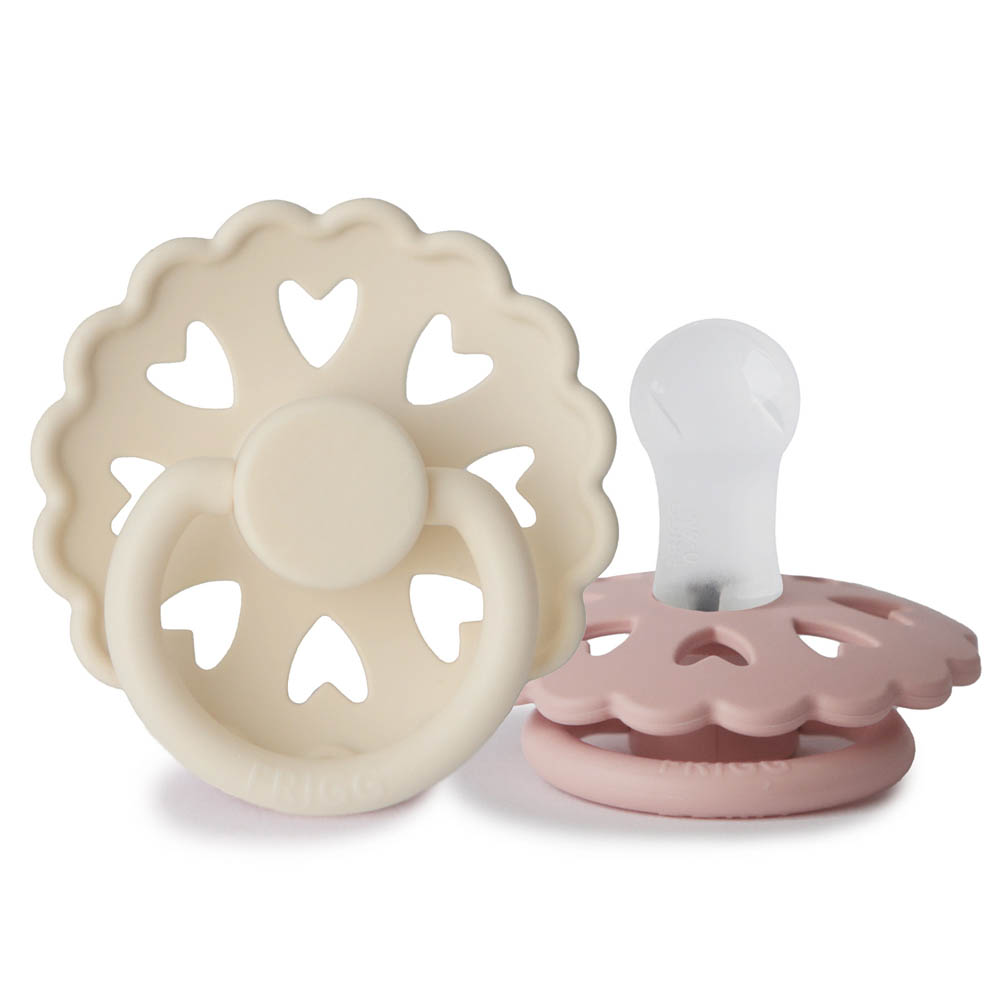 Frigg - Fairytale Silicone Baby Pacifier 0-6M 2-Pack Cream/Blush - Size 1