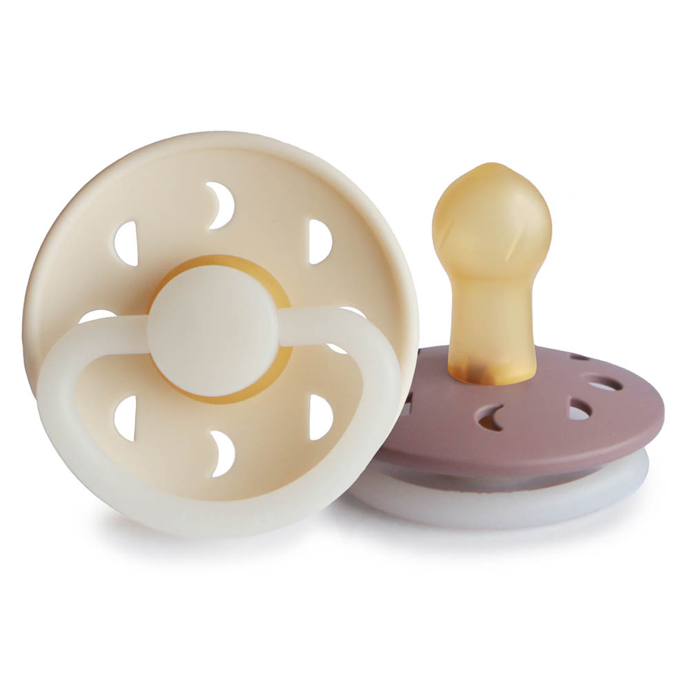 Frigg - Moon Phase Latex Baby Pacifier 0-6M 2-Pack Cream Night/Twilight Mauve Night - Size 1
