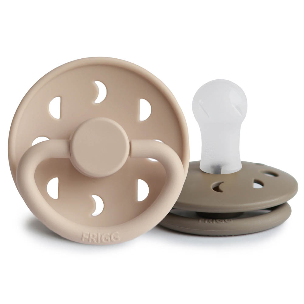 Frigg - Moon Phase Silicone Baby Pacifier 0-6M 2-Pack Croissant/Portobello - Size 1
