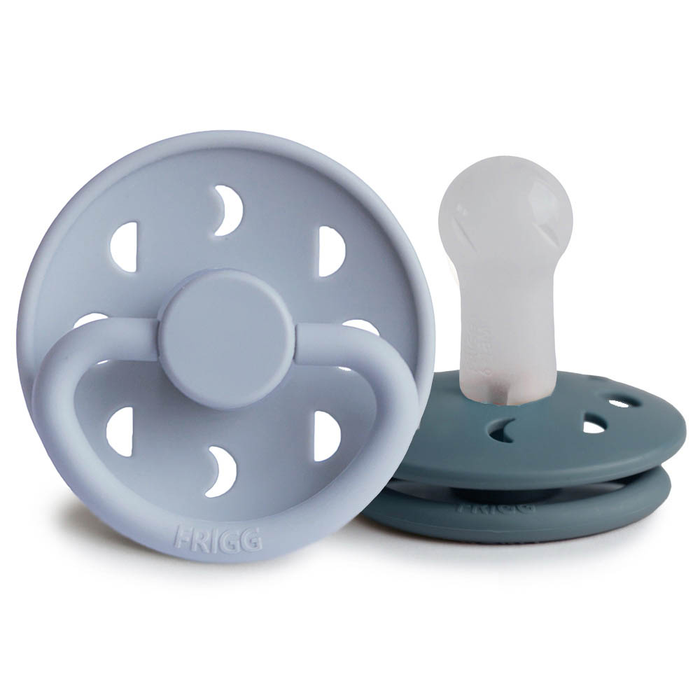 Frigg - Moon Phase Silicone Baby Pacifier 6-18M 2-Pack Powder Blue/Slate - Size 2