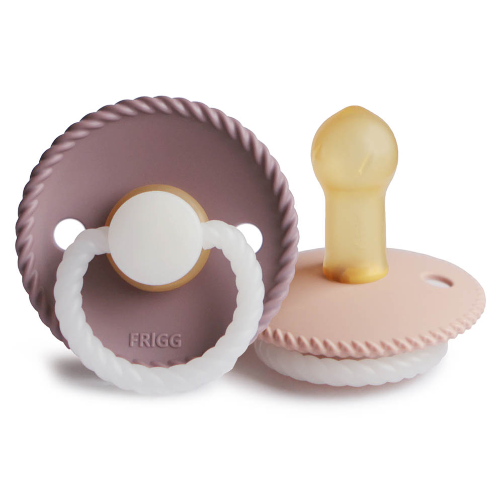 Frigg - Rope Latex Baby Pacifier 6-18M 2-Pack Twilight Mauve Night/Blush Night - Size 2