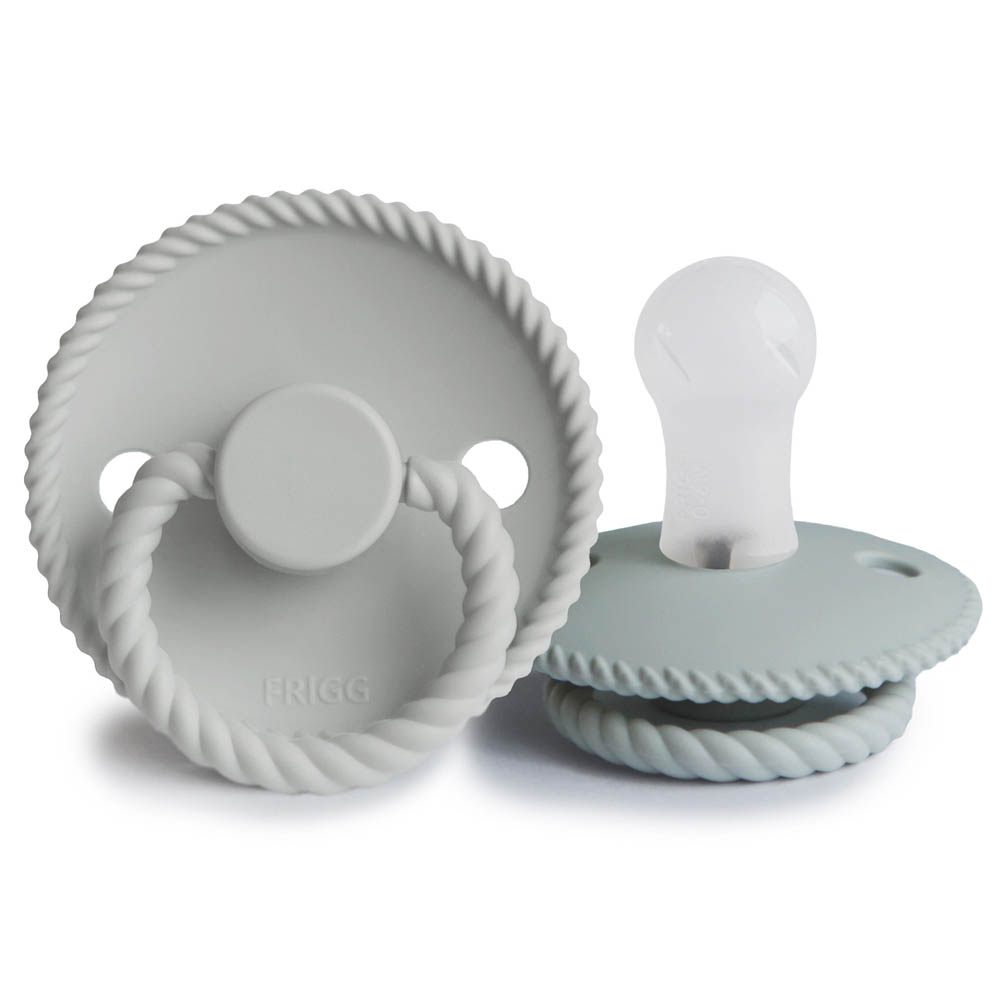 Frigg - Rope Silicone Baby Pacifier 0-6M 2-Pack French Gray/Silver Gray - Size 1