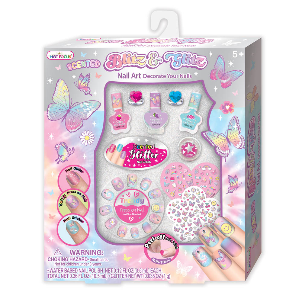 Hot Focus - Tie Dye Butterfly Blitz & Glitz Nail Art Set