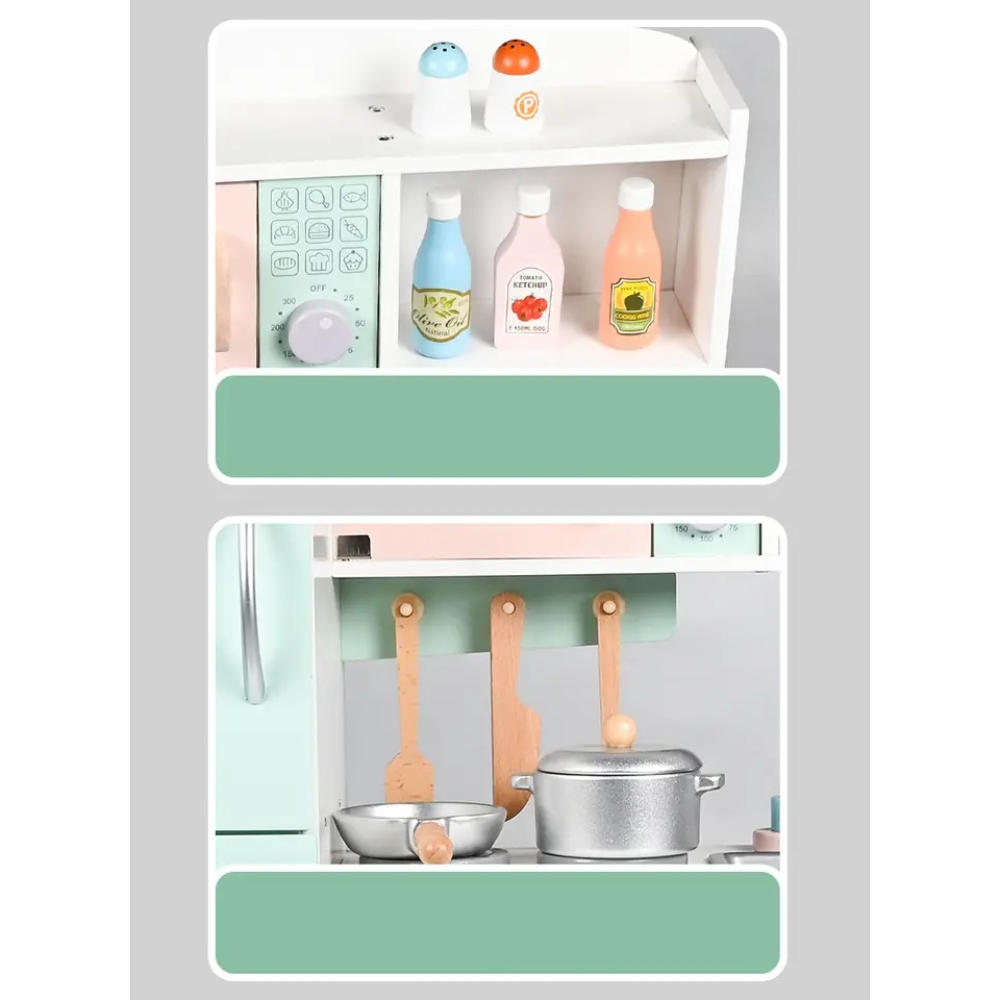 Little Angel - Kids Wooden Kitchen Toy Play Set Vintage