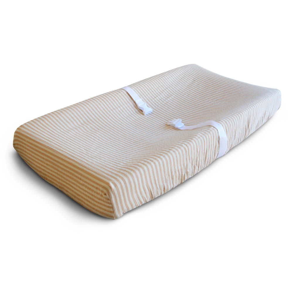 Mushie - Changing Pad Cover Natural Stripe