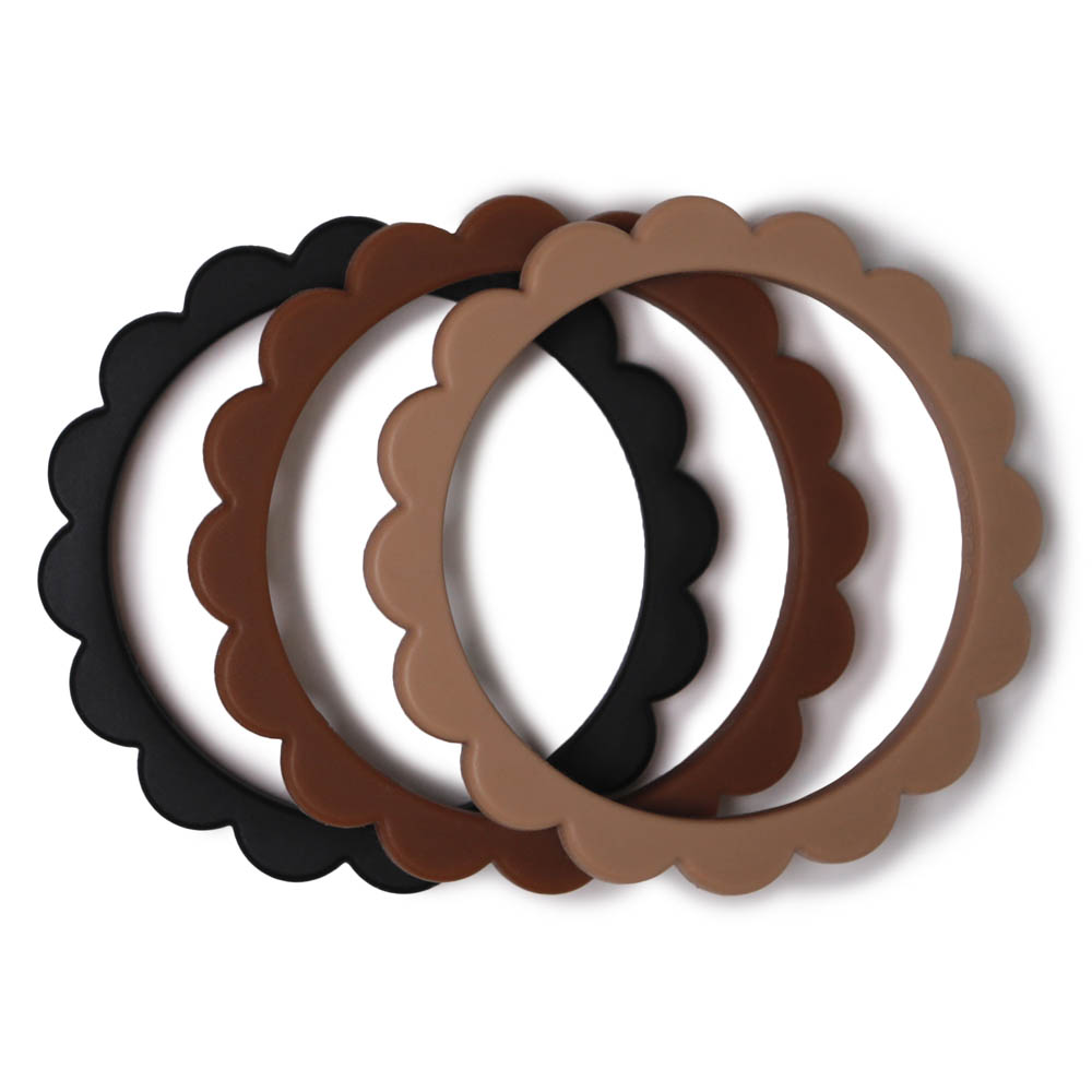 Mushie - Flower Bracelet 3-Pack Black/Caramel/Natural