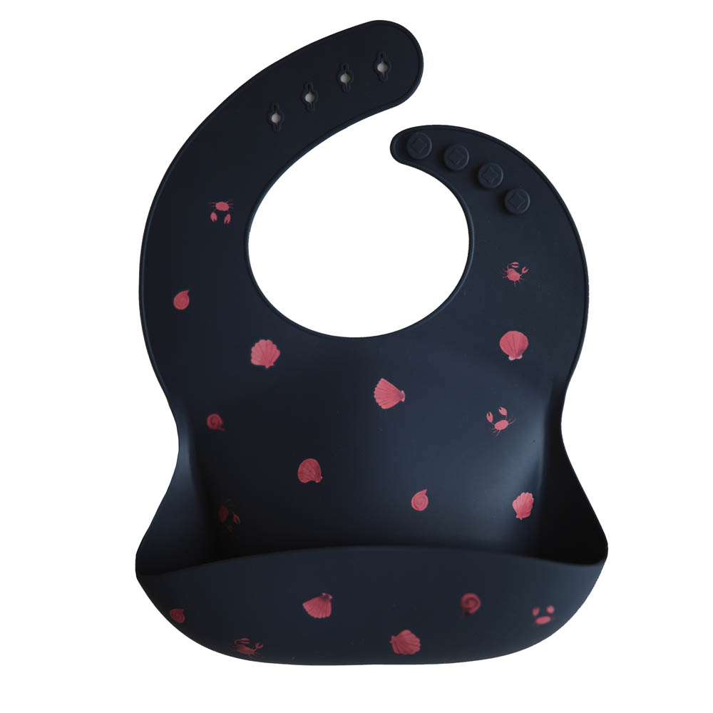 Mushie - Silicone Bib Shells Smoke