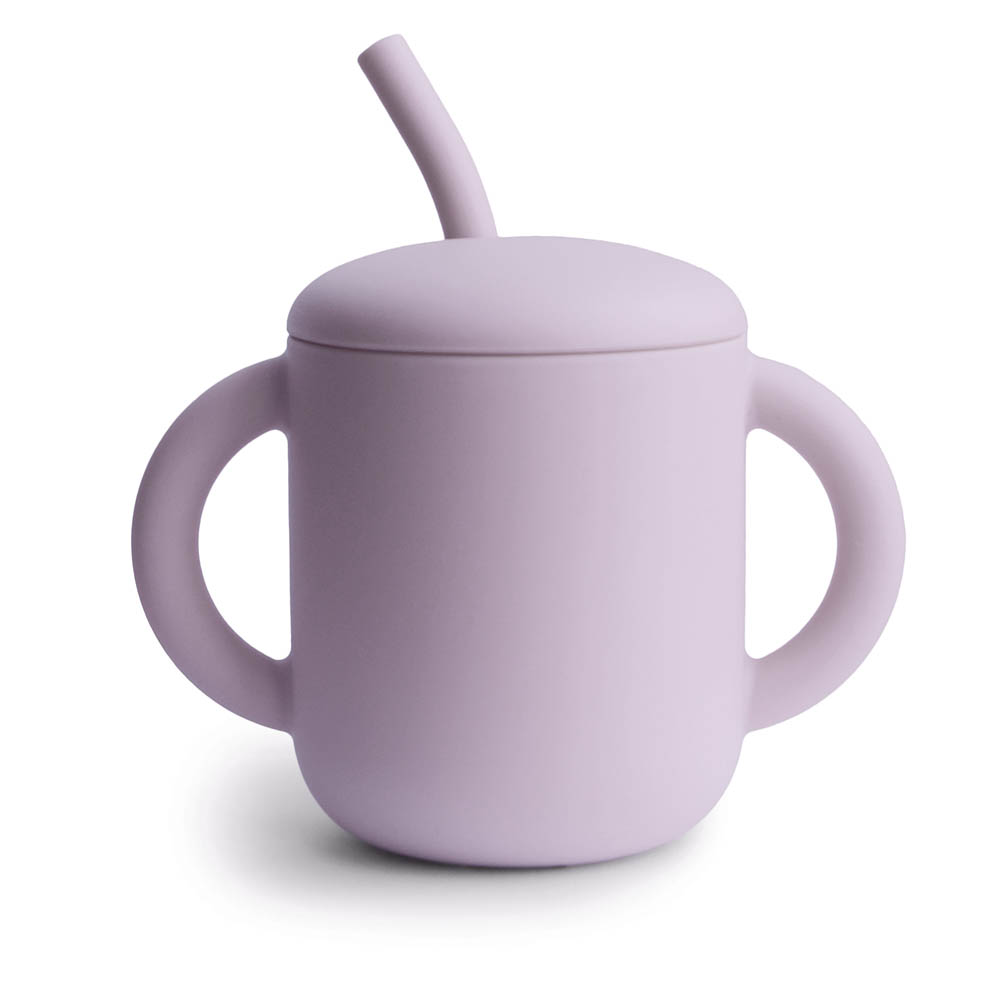 Mushie - Silicone Training Cup + Straw Soft Lilac