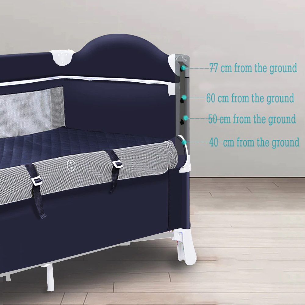 Teknum - 4 in 1 Baby Bedside Co-Sleeper Bassinet and Playpen wt Rocker Navy Blue