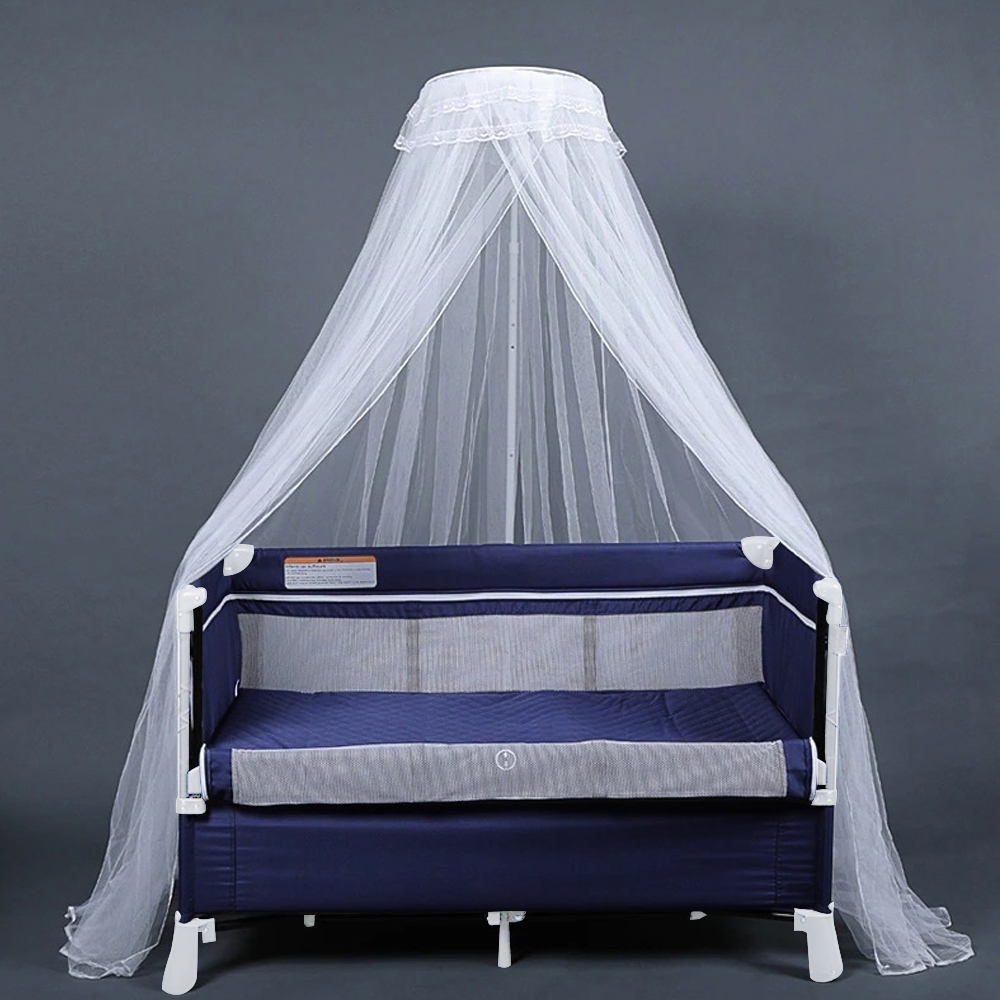 Teknum - 4 in 1 Baby Bedside Co-Sleeper Bassinet and Playpen wt Rocker Navy Blue