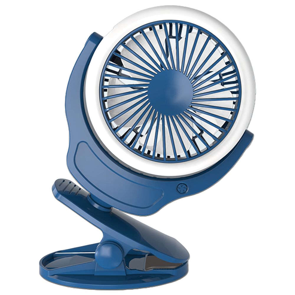 Teknum - 2-IN-1 Stroller USB Charging Fan with Light - Blue