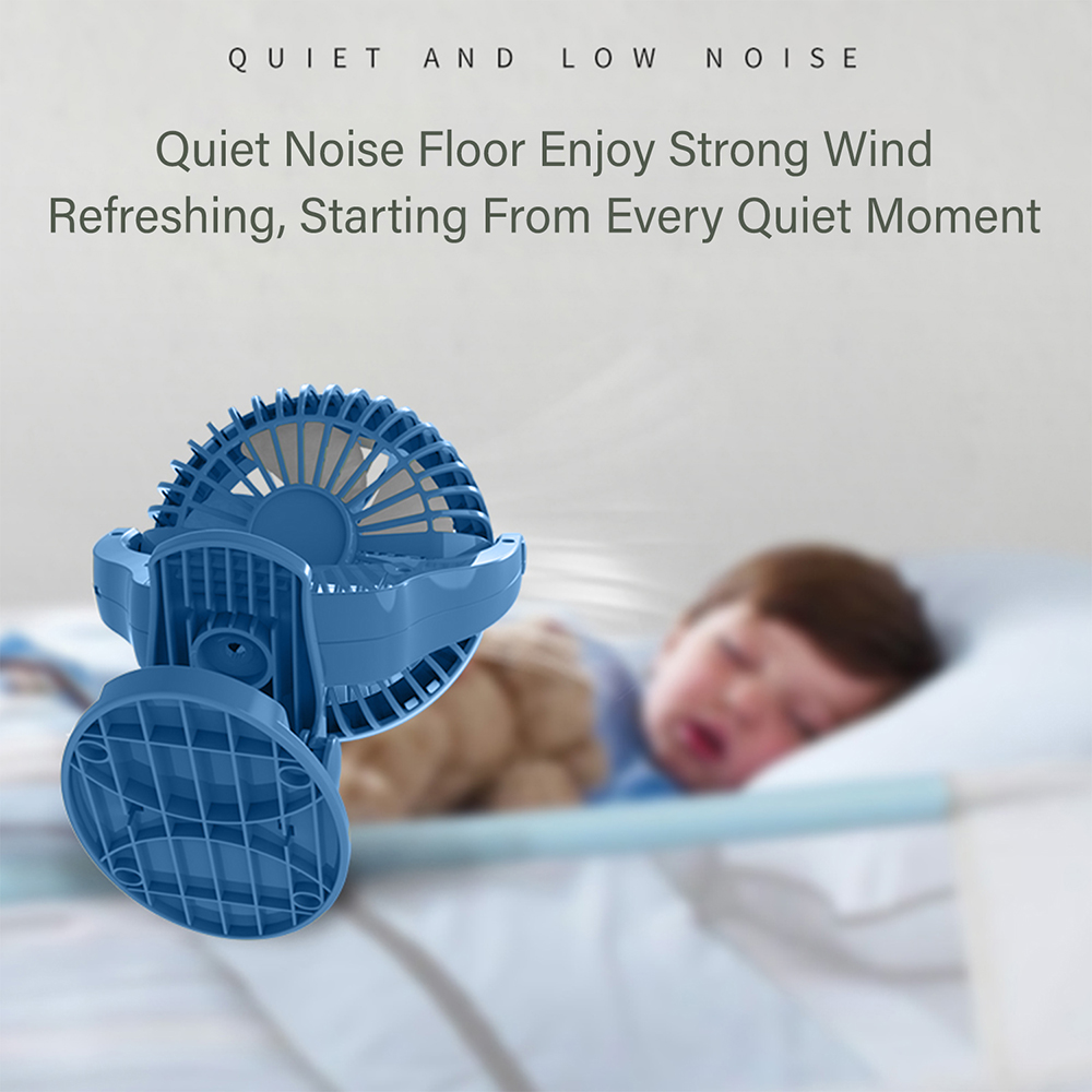 Teknum - 2-IN-1 Stroller USB Charging Fan with Light - Blue