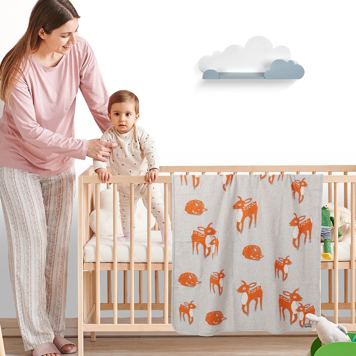 Nurtur - Soft Baby Blankets for Boys & Girls - Orange Deer Blankets