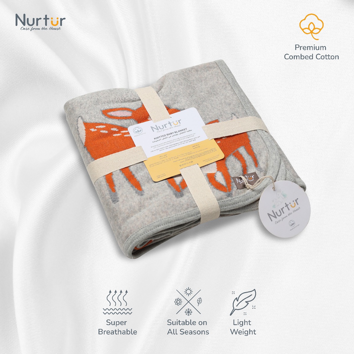 Nurtur - Soft Baby Blankets for Boys & Girls - Orange Deer Blankets
