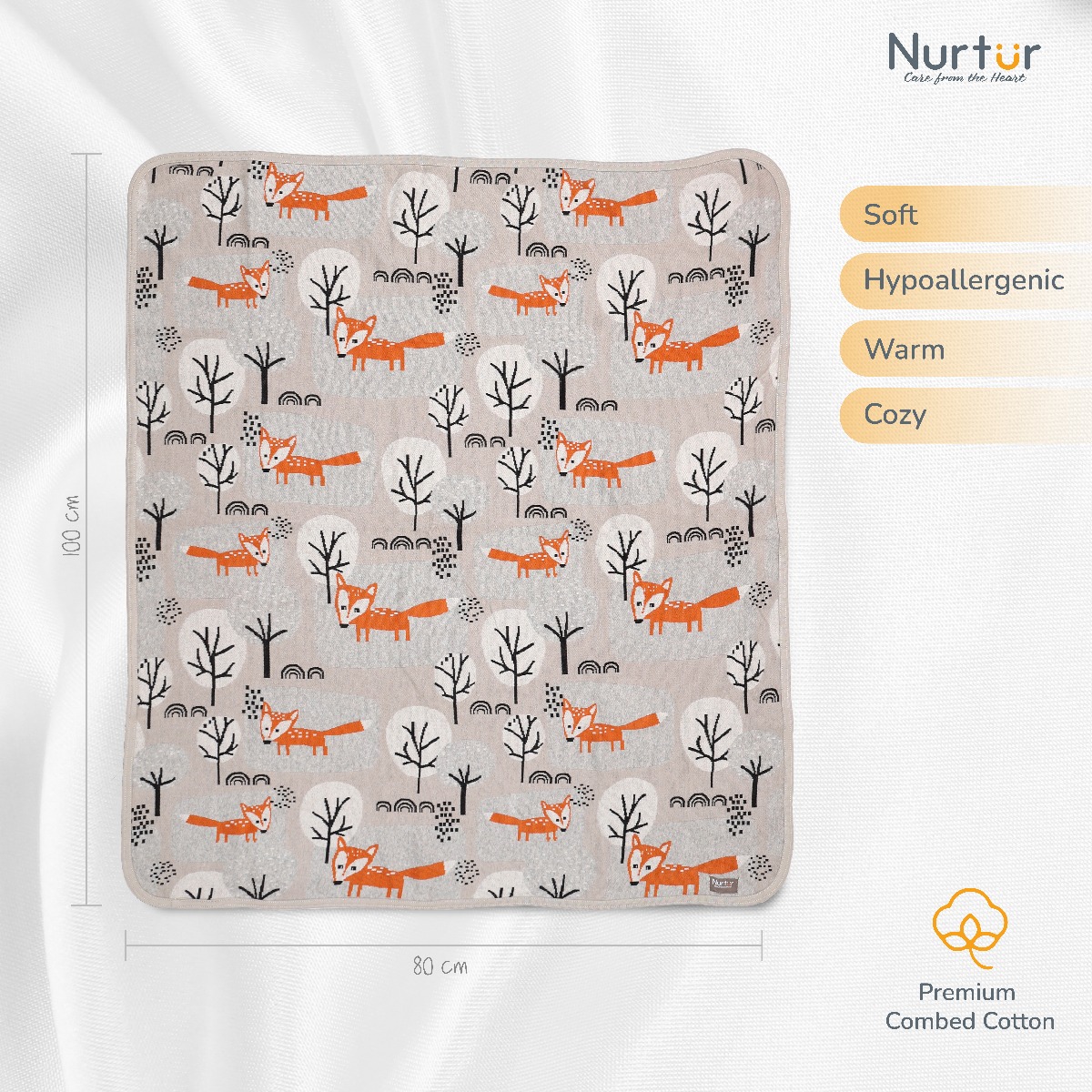 Nurtur - Soft Baby Blankets for Boys & Girls - Fox Blankets