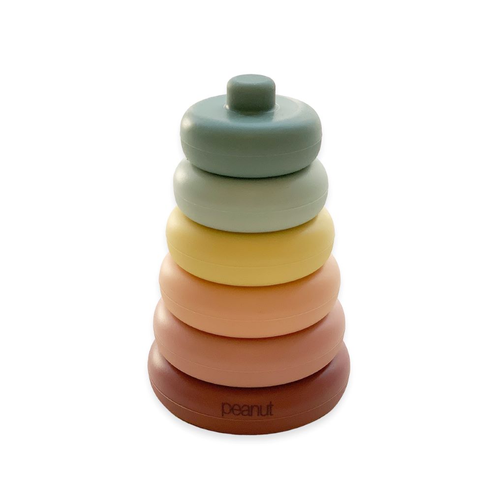 Peanut - Silicone Stacking Rings Toy - Muted Mix - 6 pcs