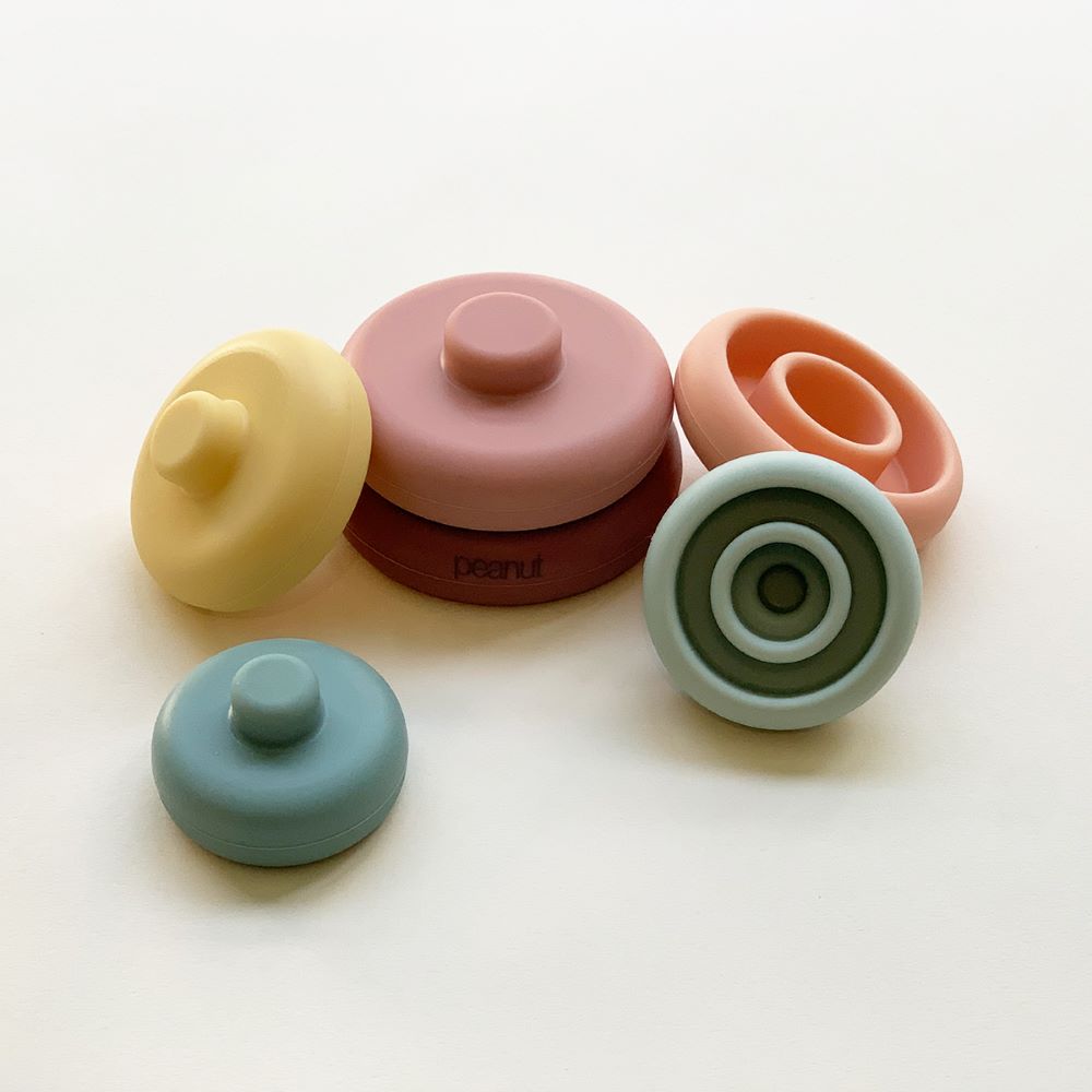 Peanut - Silicone Stacking Rings Toy - Muted Mix - 6 pcs
