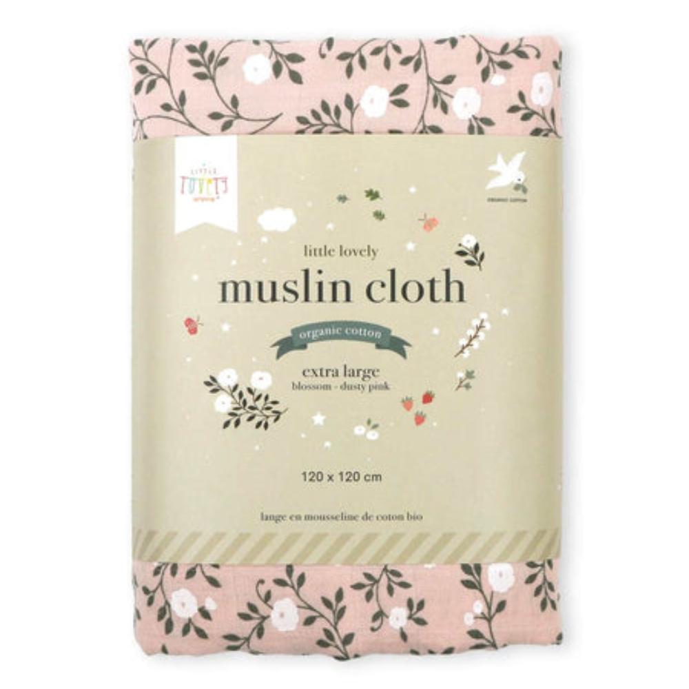A Little Lovely Company - Muslin Cloth Blossom XL - Dusty Pink