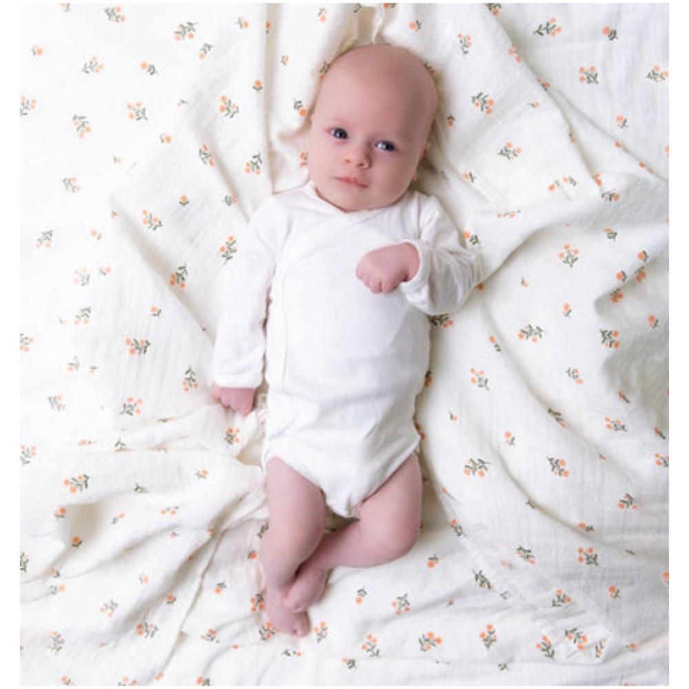 A Little Lovely Company - Muslin Cloth Little Flowers XL - White