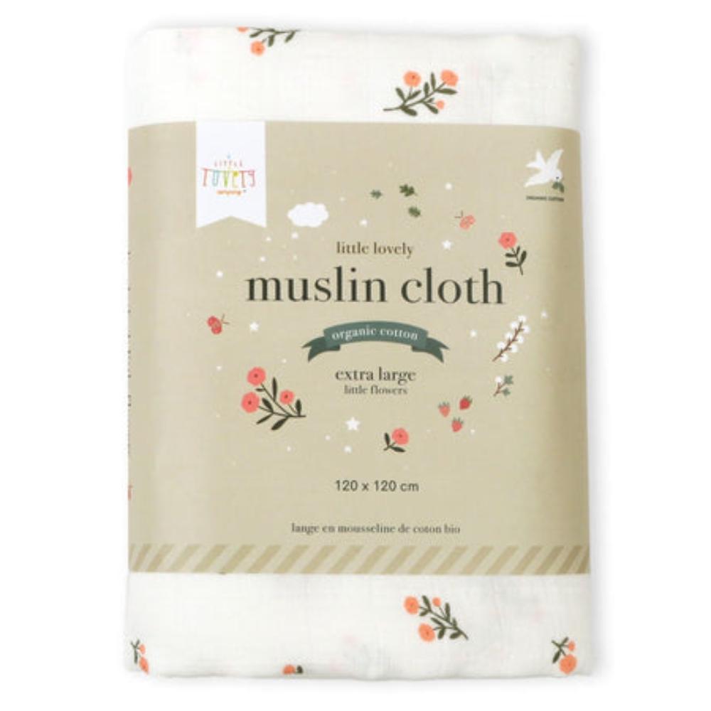 A Little Lovely Company - Muslin Cloth Little Flowers XL - White