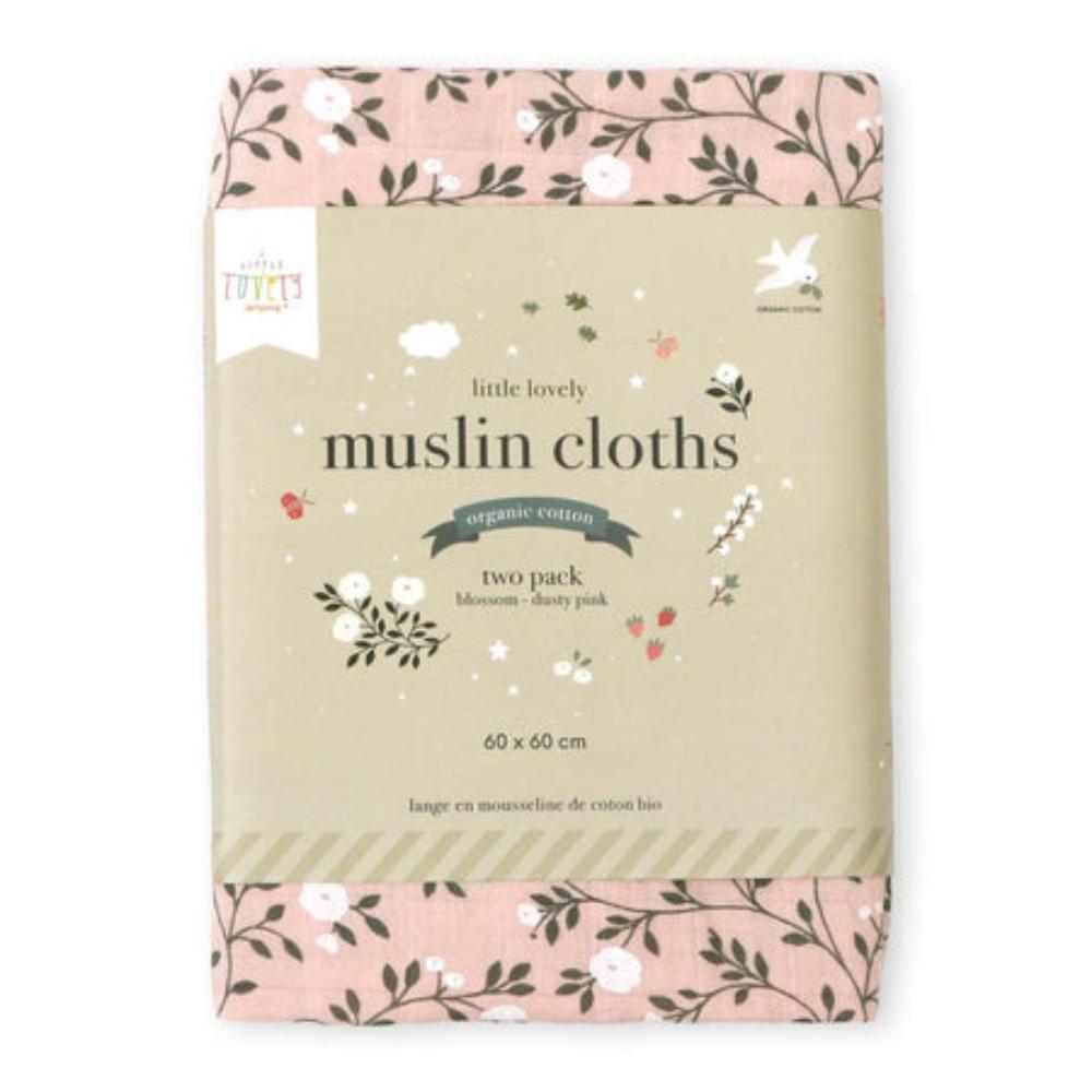 A Little Lovely Company - Muslin Cloth Set of 2 Blossom - Dusty Pink