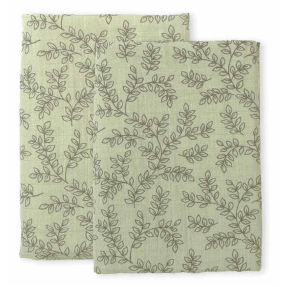 A Little Lovely Company - Muslin Cloth Set of 2 Leaves - Sage