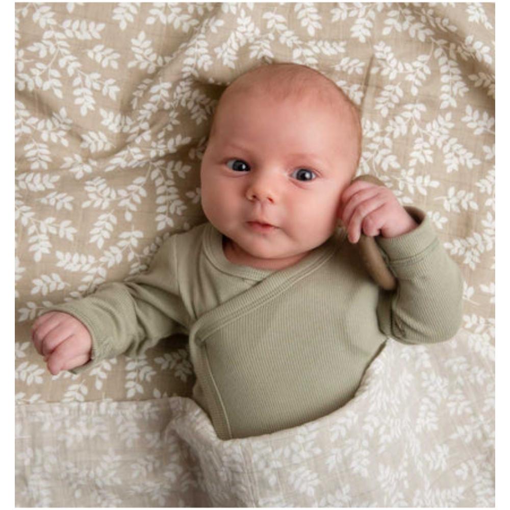 A Little Lovely Company - Muslin Cloth Set of 2 Leaves - Taupe