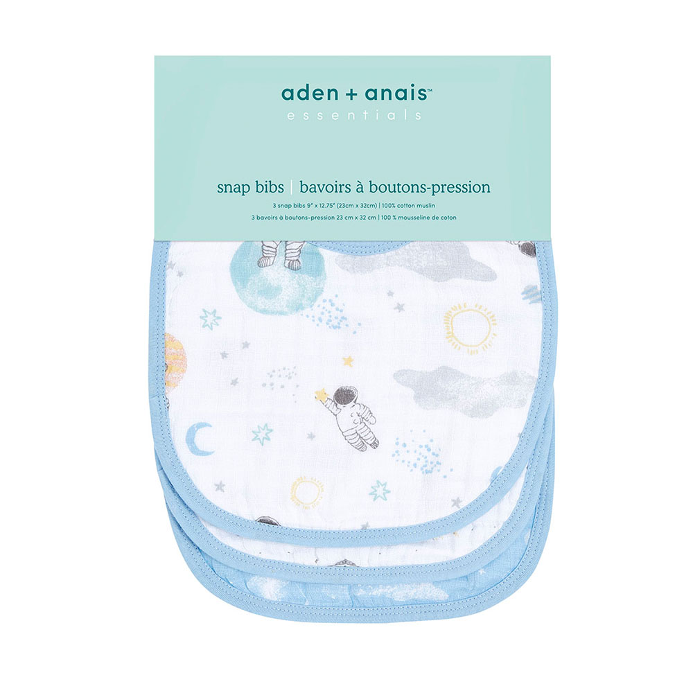 Aden + Anais - Muslin Baby Snap Bib - Pack of 3 - Space Explorers