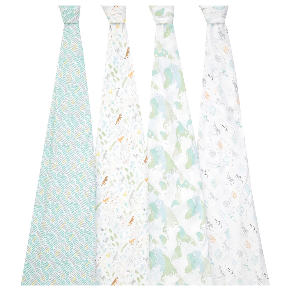 Aden + Anais - Muslin Swaddle Blanket - Pack of 4 - Voyager