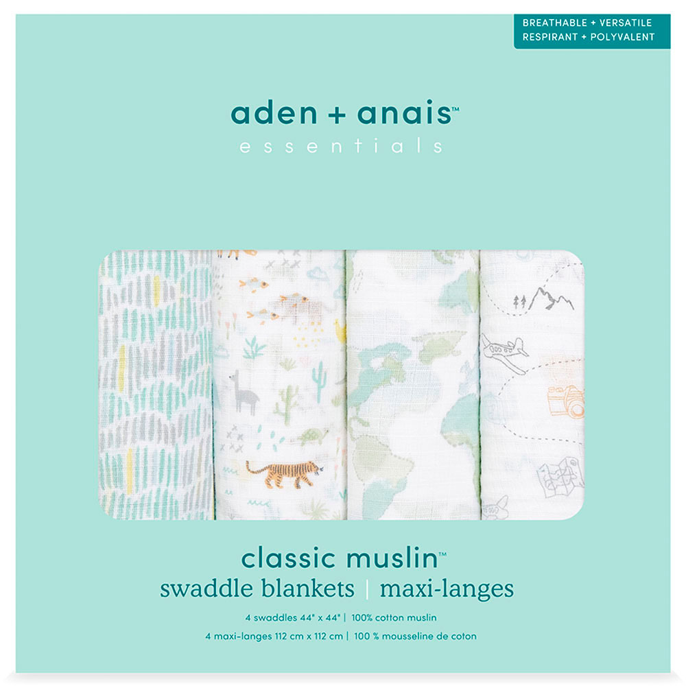 Aden + Anais - Muslin Swaddle Blanket - Pack of 4 - Voyager