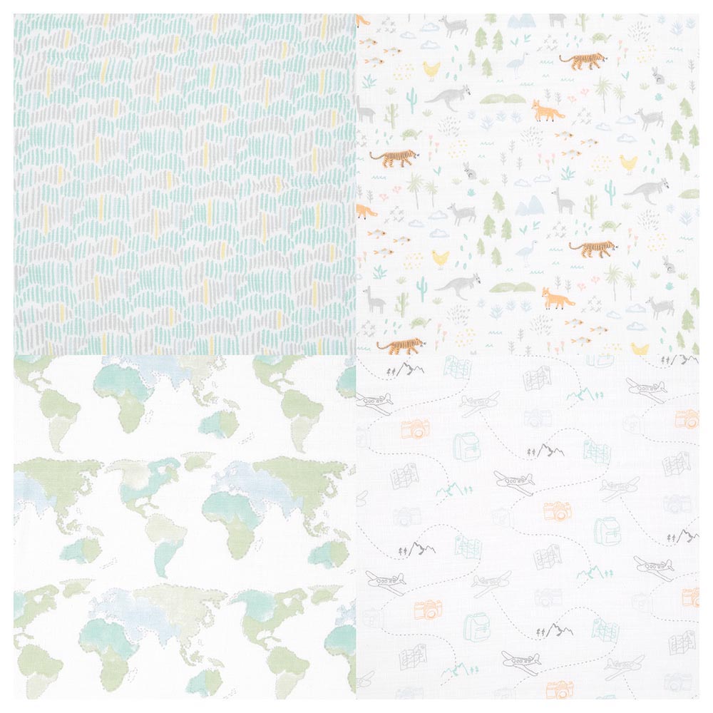 Aden + Anais - Muslin Swaddle Blanket - Pack of 4 - Voyager