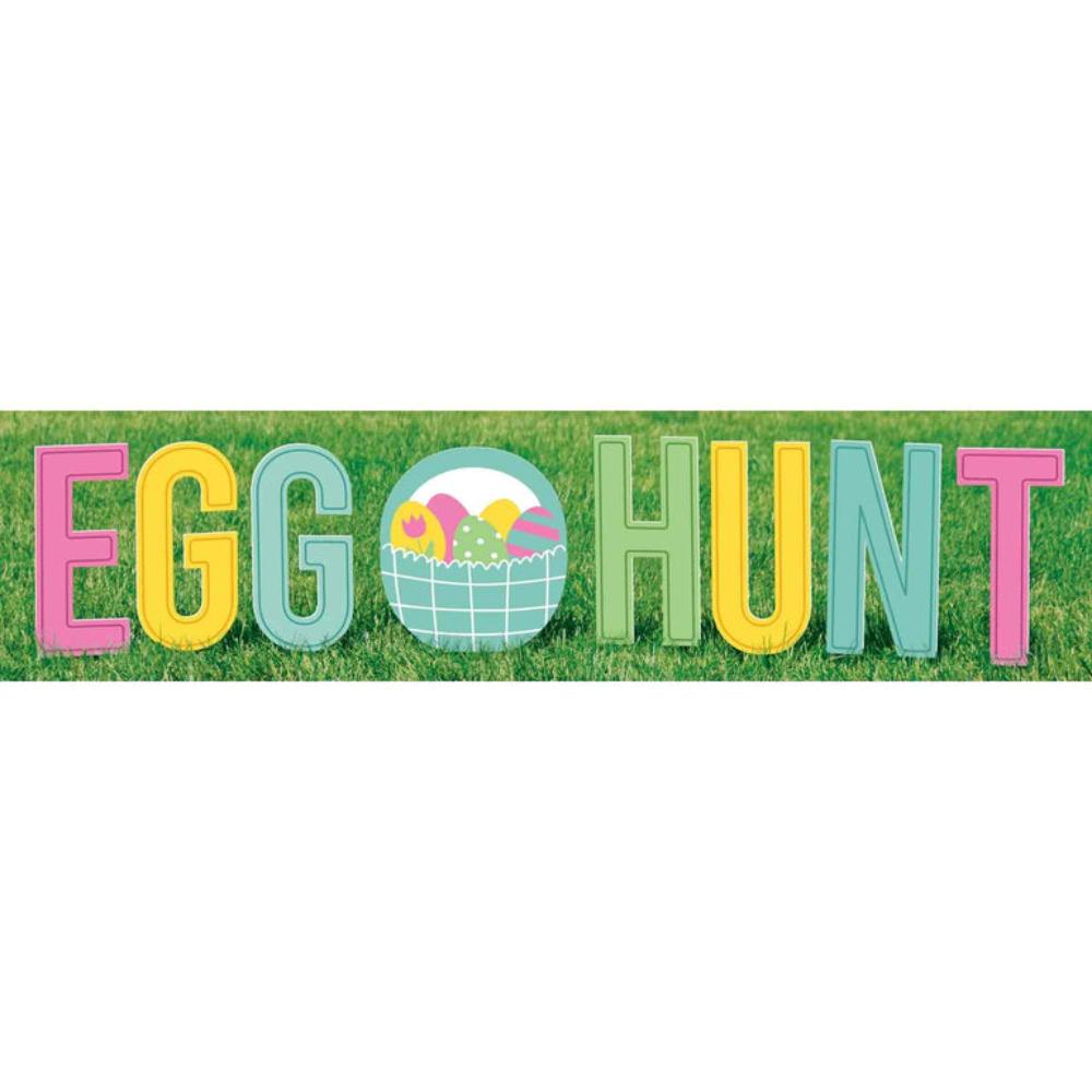 Amscan - Egg Hunt Yard Signs Corrugated Plastic, 9Pcs