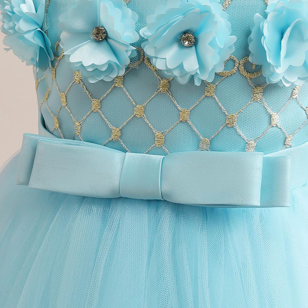 Babyqlo - Beautiful Bow Front Embroidery Mesh Overlay Maxi Gown Party Dress