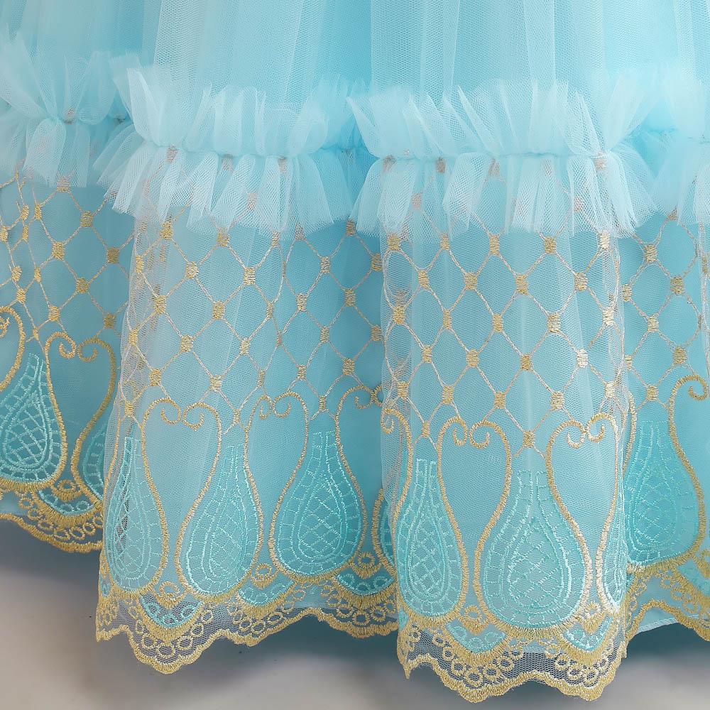Babyqlo - Beautiful Bow Front Embroidery Mesh Overlay Maxi Gown Party Dress